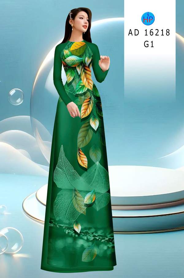 Vải Áo Dài In Hình Lá AD 16218