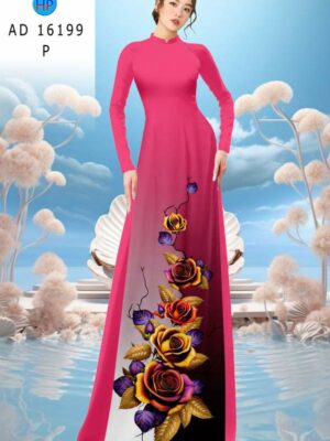 Vải Áo Dài Hoa Hồng AD 16199