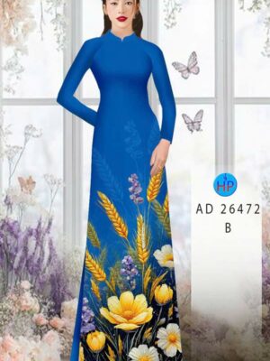 Vải Áo Dài Hoa In 3D AD 26472