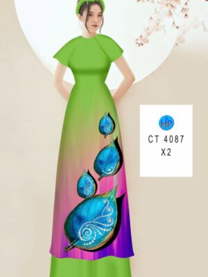 Vải Áo Dài In Hình Lá AD 4087