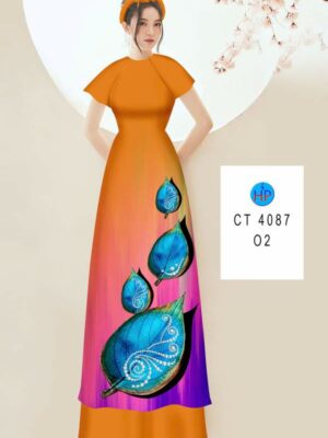 Vải Áo Dài In Hình Lá AD 4087