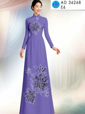 Vải Áo Dài Hoa In 3D AD 36268