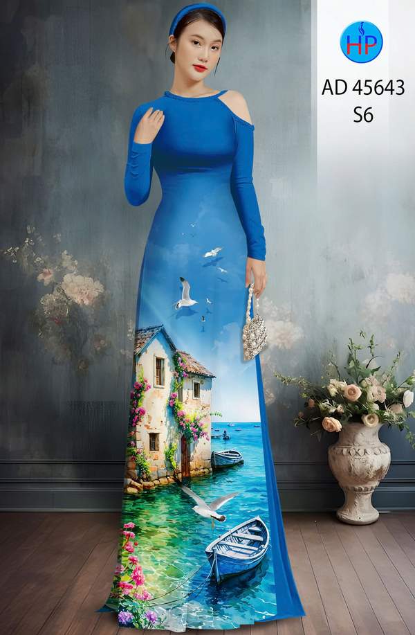 Vải Áo Dài Phong Cảnh AD 45643