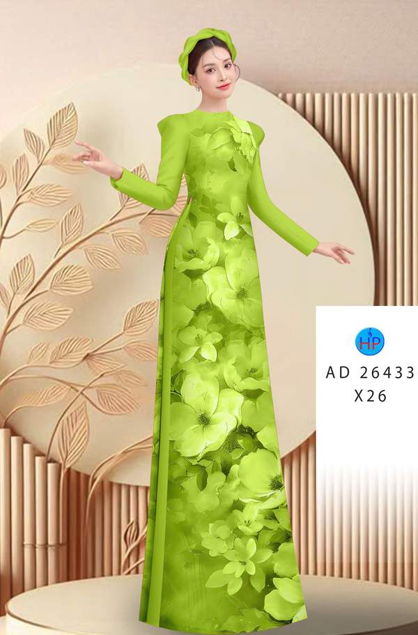 Vải Áo Dài Hoa In 3D AD 26433