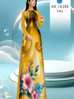Vải Áo Dài Hoa In 3D AD 16288