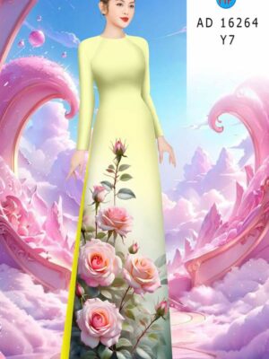 Vải Áo Dài Hoa Hồng AD 16264