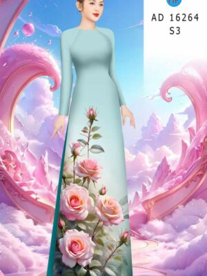 Vải Áo Dài Hoa Hồng AD 16264