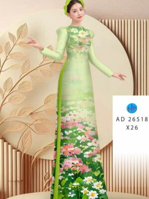 Vải Áo Dài Hoa In 3D AD 26518
