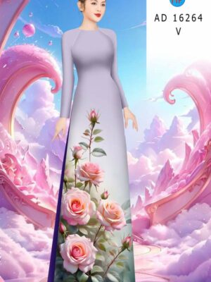 Vải Áo Dài Hoa Hồng AD 16264