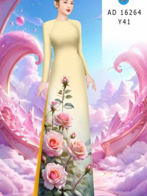 Vải Áo Dài Hoa Hồng AD 16264