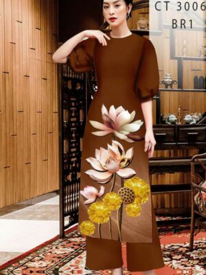 Vải Áo Dài Hoa In 3D AD CT3006
