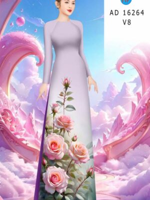 Vải Áo Dài Hoa Hồng AD 16264