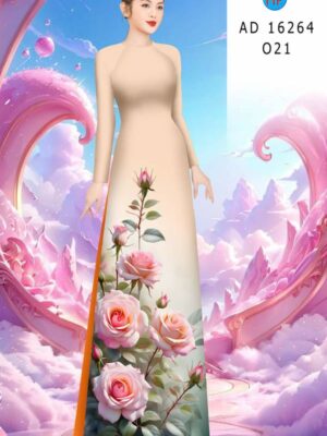 Vải Áo Dài Hoa Hồng AD 16264