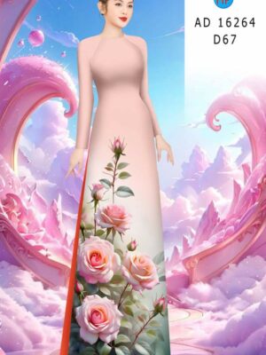 Vải Áo Dài Hoa Hồng AD 16264