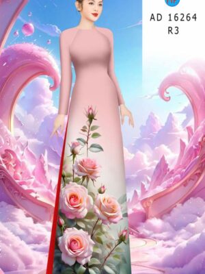 Vải Áo Dài Hoa Hồng AD 16264