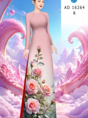 Vải Áo Dài Hoa Hồng AD 16264