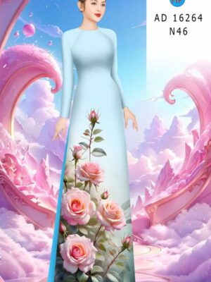 Vải Áo Dài Hoa Hồng AD 16264