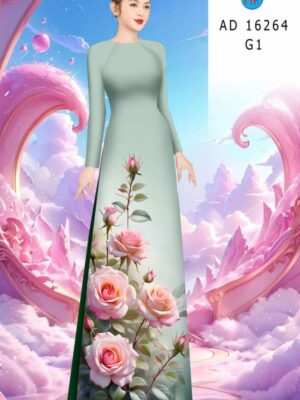 Vải Áo Dài Hoa Hồng AD 16264