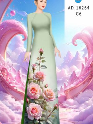 Vải Áo Dài Hoa Hồng AD 16264