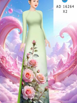 Vải Áo Dài Hoa Hồng AD 16264