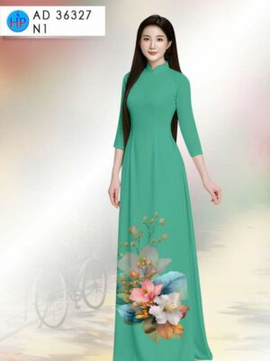 Vải Áo Dài Hoa In 3D AD 36327