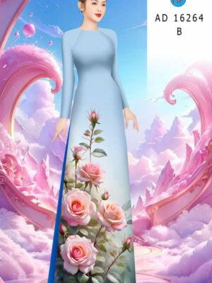 Vải Áo Dài Hoa Hồng AD 16264