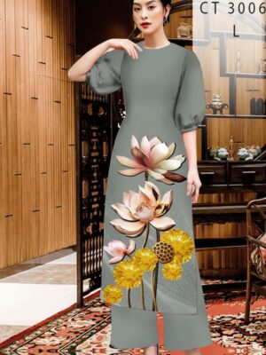 Vải Áo Dài Hoa In 3D AD CT3006