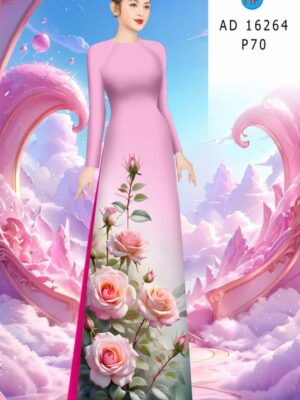 Vải Áo Dài Hoa Hồng AD 16264