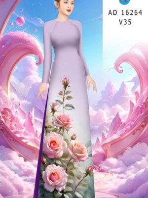 Vải Áo Dài Hoa Hồng AD 16264