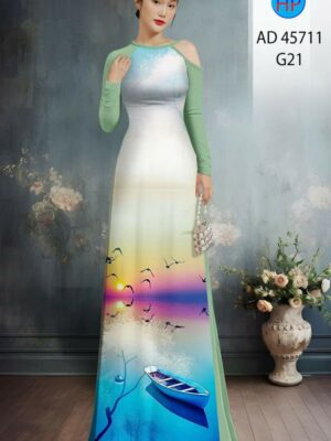 Vải Áo Dài Phong Cảnh AD 45711