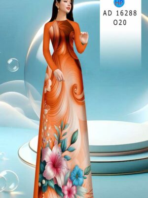 Vải Áo Dài Hoa In 3D AD 16288