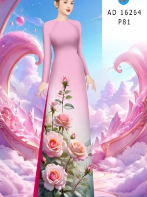 Vải Áo Dài Hoa Hồng AD 16264
