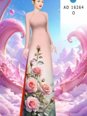 Vải Áo Dài Hoa Hồng AD 16264