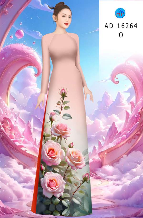 Vải Áo Dài Hoa Hồng AD 16264