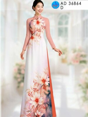 Vải Áo Dài Hoa In 3D AD 36864