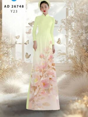 Vải Áo Dài Hoa In 3D AD 26748