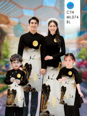Vải Áo Dài Gia Đình Phong Cảnh AD CTNML074