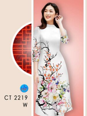 Vải Áo Dài Hoa In 3D AD CT2219