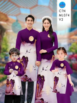 Vải Áo Dài Gia Đình Phong Cảnh AD CTNML074