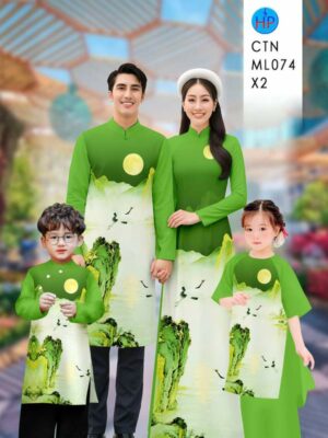 Vải Áo Dài Gia Đình Phong Cảnh AD CTNML074