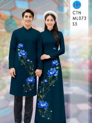 Vải Áo Dài Cặp Đôi Hoa Sen AD CTNML073