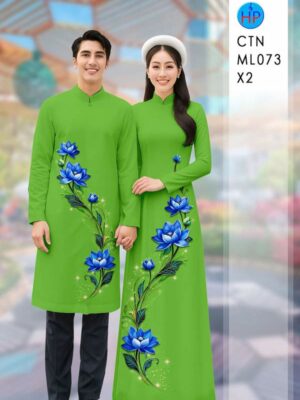 Vải Áo Dài Cặp Đôi Hoa Sen AD CTNML073