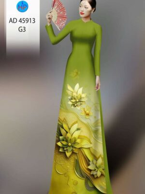 Vải Áo Dài Hoa In 3D AD 45913