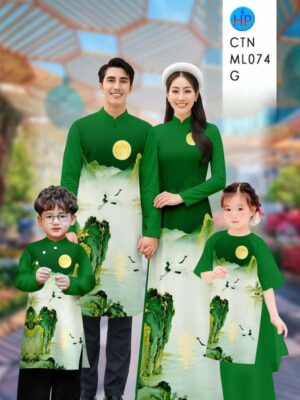 Vải Áo Dài Gia Đình Phong Cảnh AD CTNML074