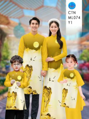 Vải Áo Dài Gia Đình Phong Cảnh AD CTNML074