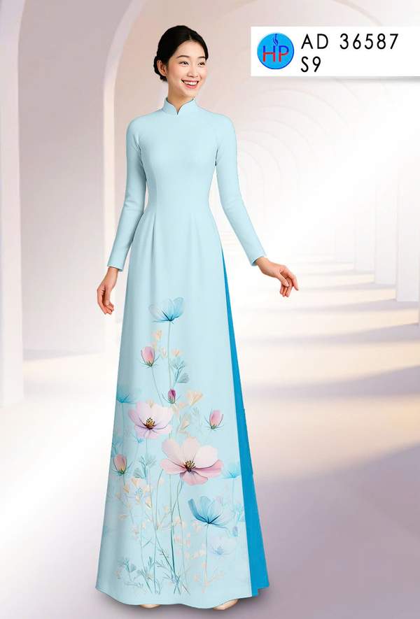 Vải Áo Dài Hoa In 3D AD 36587