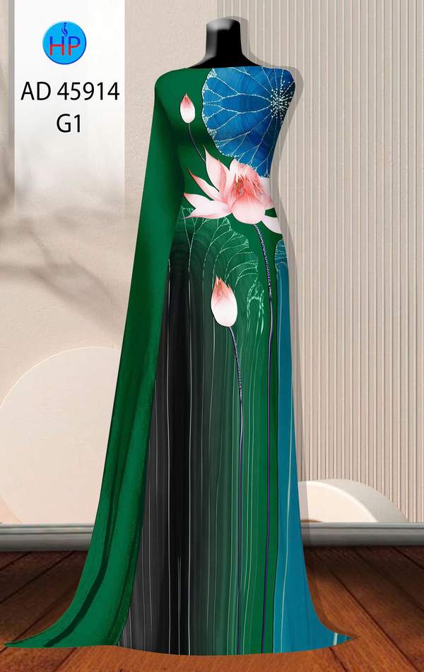 Vải Áo Dài Hoa Sen AD 45914