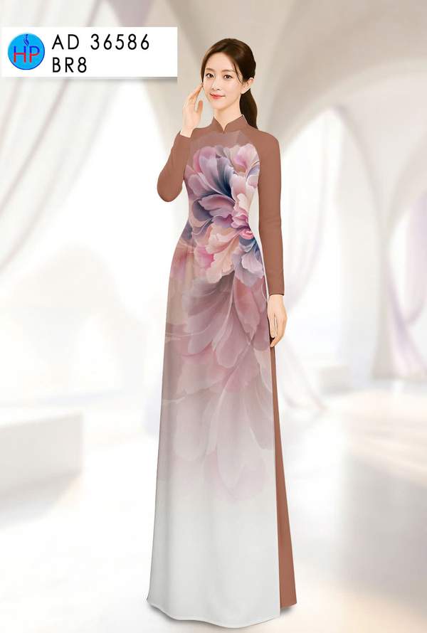Vải Áo Dài Hoa In 3D AD 36586