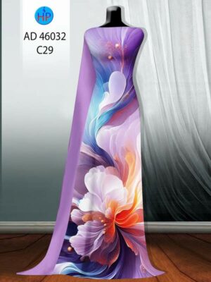 Vải Áo Dài Hoa In 3D AD 46032