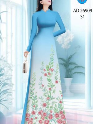 Vải Áo Dài Hoa Hồng AD 26909